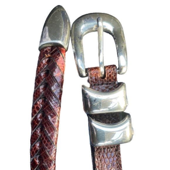 MEZLAN "AO2794" Brown All-Over Genuine Lizard Belt - Picture 7 of 11